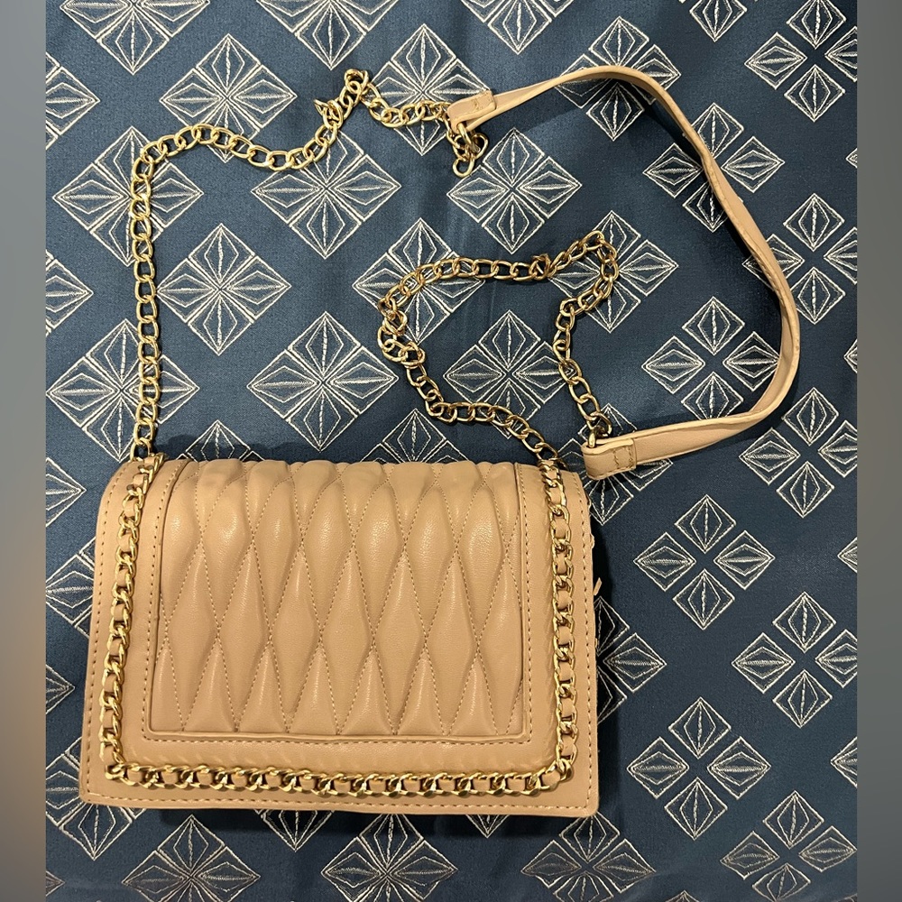 Primark Beige Crossbody Bag with Gold Chain Strap